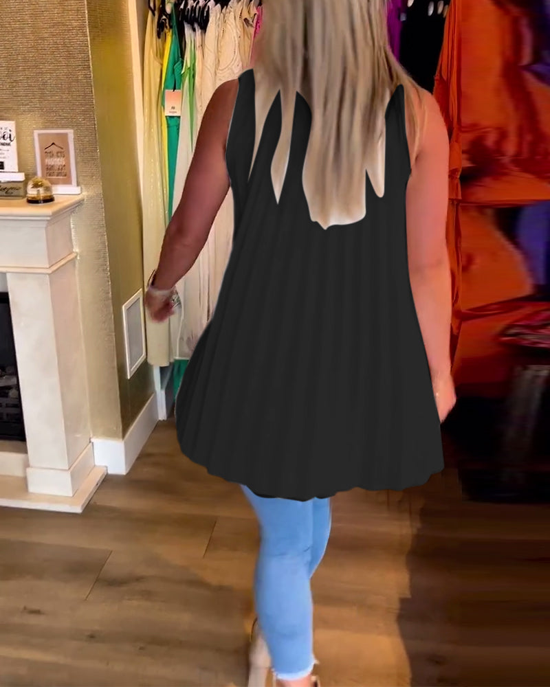 Sleeveless Ruffle Lapel Top