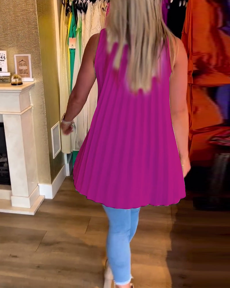 Sleeveless Ruffle Lapel Top