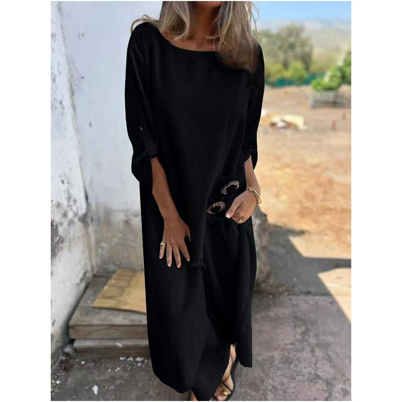 New Cotton-Linen Dress + Pants Two-Piece Set