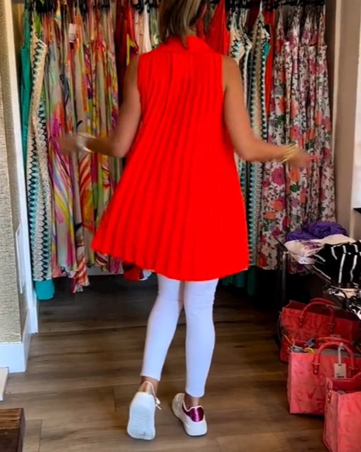 Sleeveless Ruffle Lapel Top