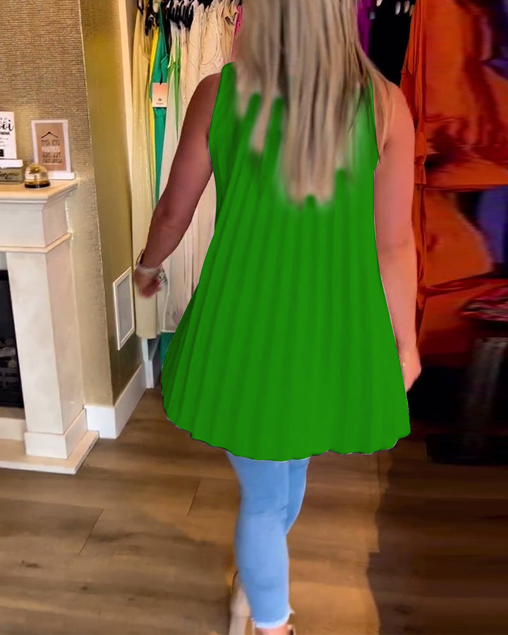 Sleeveless Ruffle Lapel Top