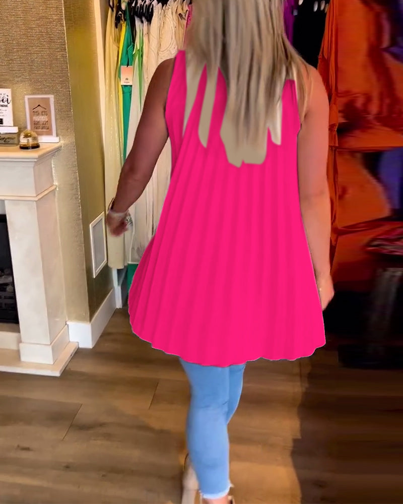 Sleeveless Ruffle Lapel Top