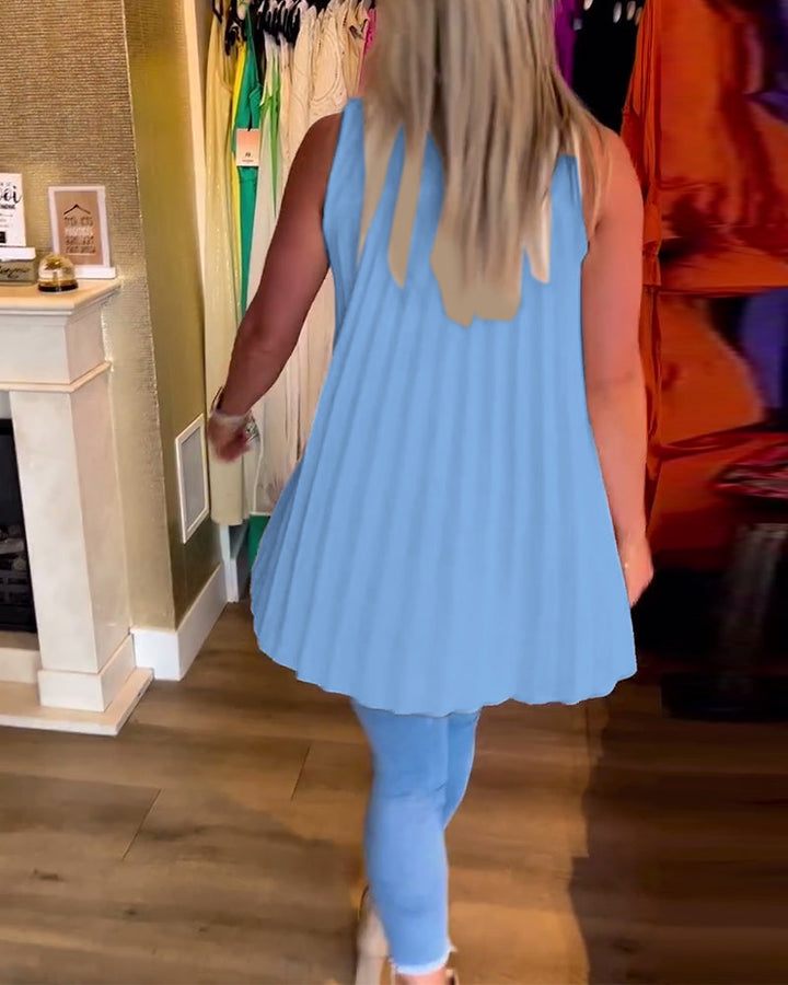 Sleeveless Ruffle Lapel Top