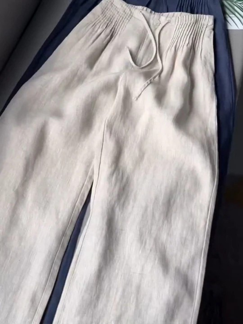 Camille | Wide-leg Pants in Cotton and Linen Blend