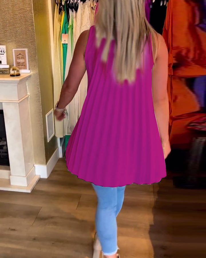 Sleeveless Ruffle Lapel Top