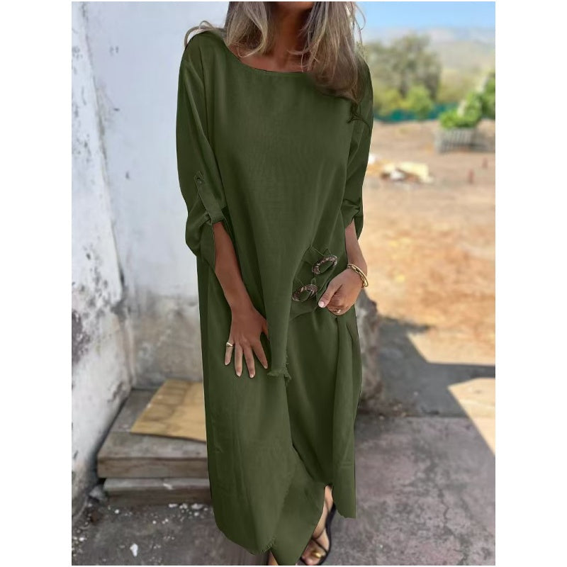 New Cotton-Linen Dress + Pants Two-Piece Set